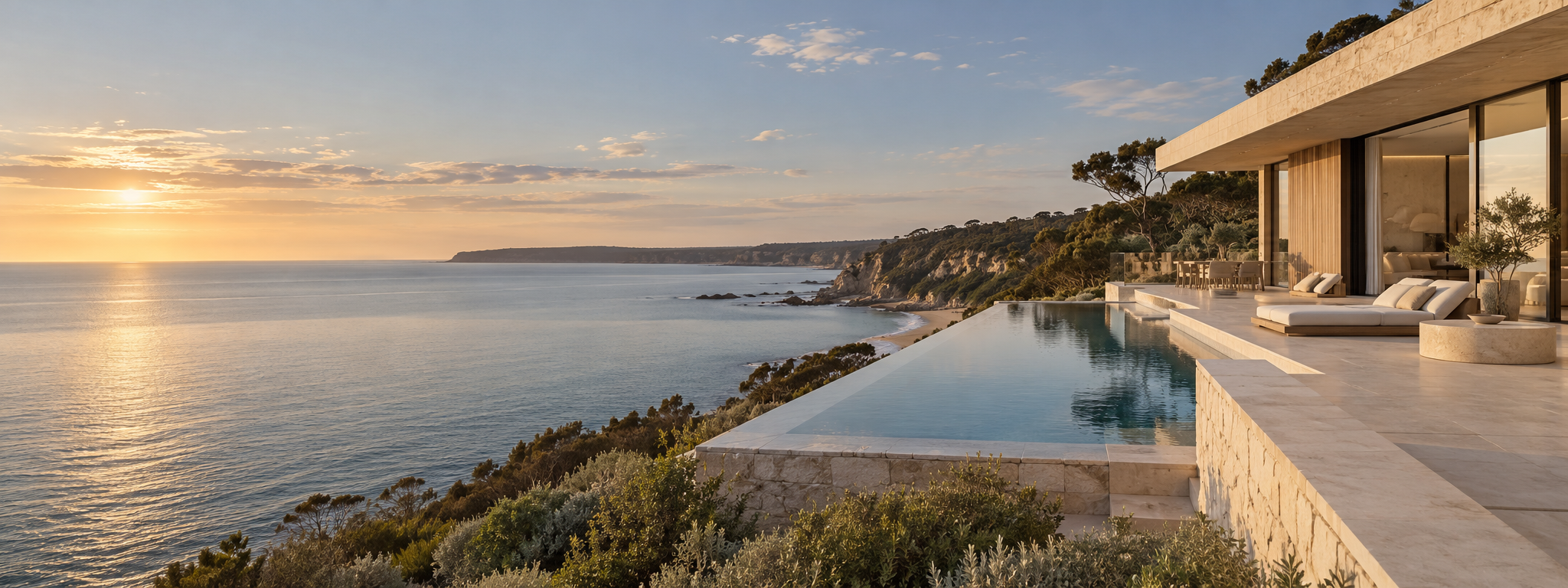 Placeholder image of a contemporary coastal home overlooking the sea